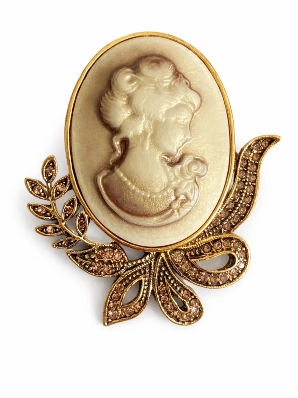 Vintage Gold Cameo Brooch